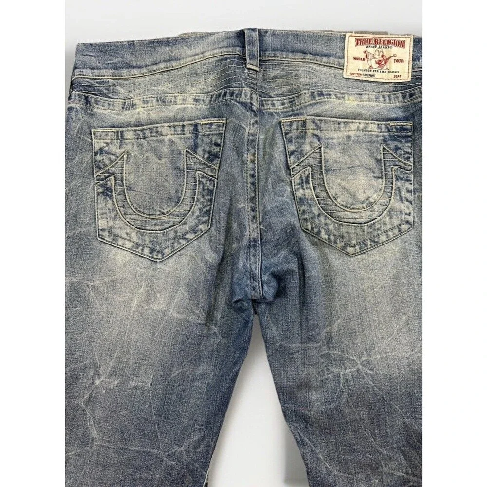 True Religion Men’s Skinny EW SN Jeans Size 38 – Light Wash Vintage Look